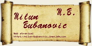 Milun Bubanović vizit kartica